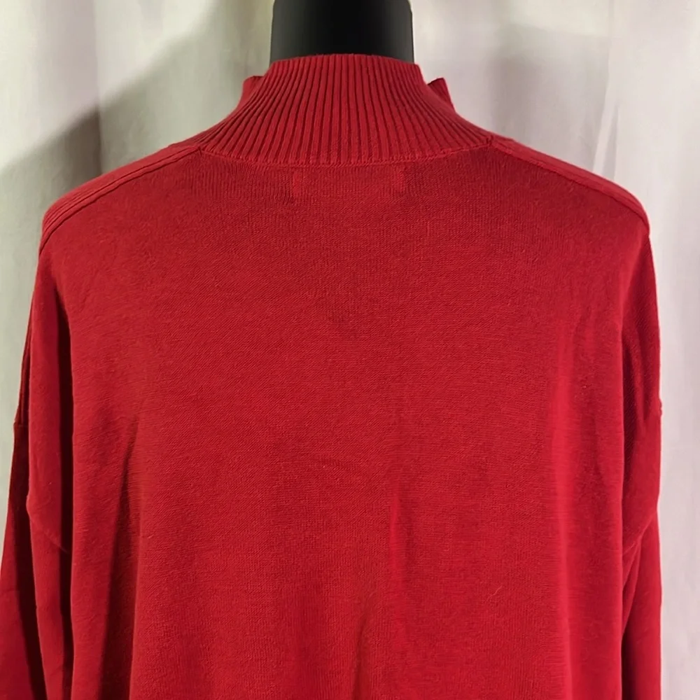 NWT Karen Scott Red Front Seam Mock Neck Cotton Sweater